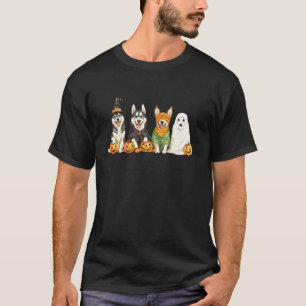 Funny Cute Fall Siberian Husky Dog Owner Halloween T-Shirt