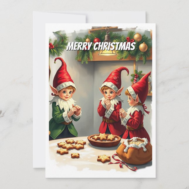 Funny Cute Festive Whimsical Christmas Gnomes  Holiday Card (Front)