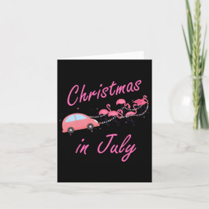Funny Cute Flamingo Pink Camping Car Christmas In  Card