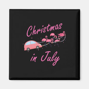 Funny Cute Flamingo Pink Camping Car Christmas In Magnet