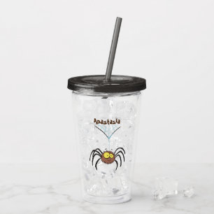 Funny cute fluffy spider cartoon acrylic tumbler