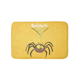 Funny cute fluffy spider cartoon bath mat