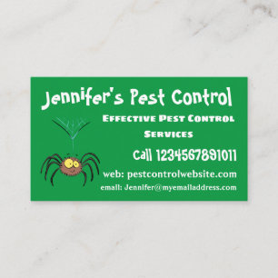 Funny cute fluffy spider cartoon business card