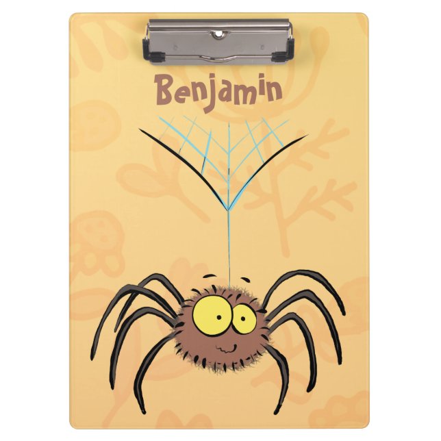 Funny cute fluffy spider cartoon clipboard (Front)