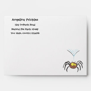 Funny cute fluffy spider cartoon envelope