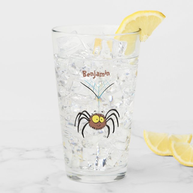 Funny cute fluffy spider cartoon glass (Back Ice)