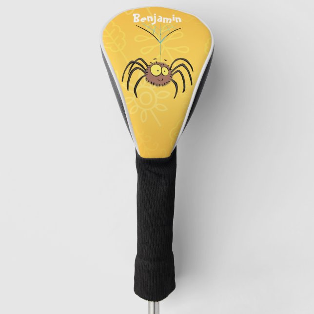 Funny cute fluffy spider cartoon golf head cover (Front)