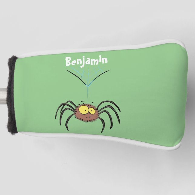 Funny cute fluffy spider cartoon golf head cover (Front)