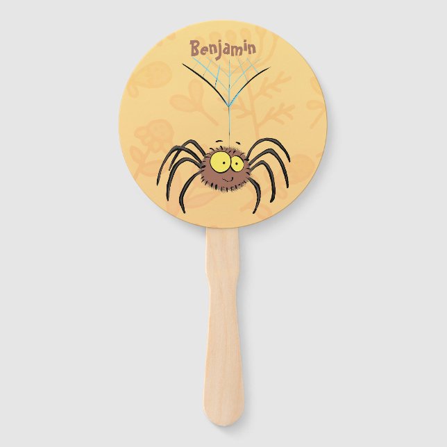 Funny cute fluffy spider cartoon hand fan (Front)