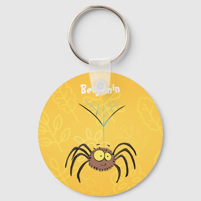 Funny cute fluffy spider cartoon key ring (Front)