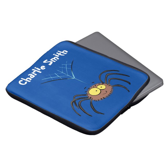 Funny cute fluffy spider cartoon laptop sleeve (Front Top)
