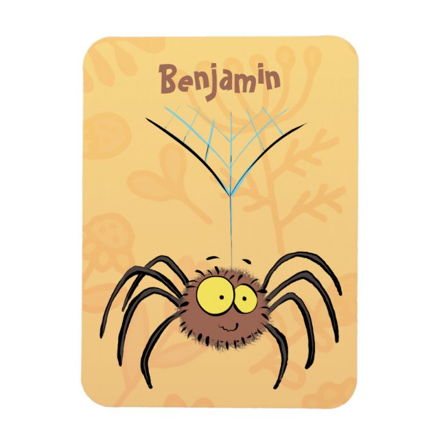 Funny cute fluffy spider cartoon magnet (Vertical)
