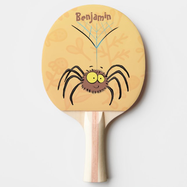 Funny cute fluffy spider cartoon ping pong paddle (Front)