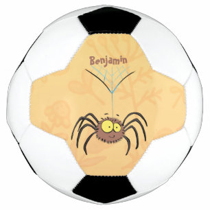 Funny cute fluffy spider cartoon soccer ball