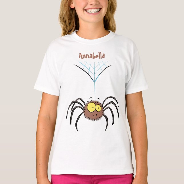 Funny cute fluffy spider cartoon T-Shirt (Front)