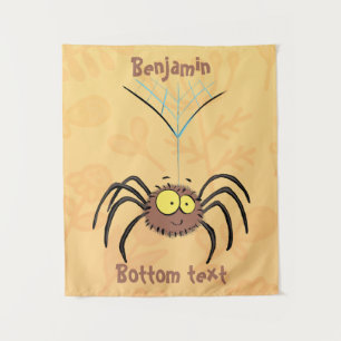 Funny cute fluffy spider cartoon tapestry