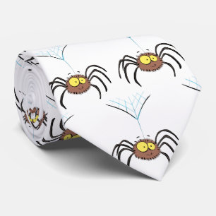 Funny cute fluffy spider cartoon tie