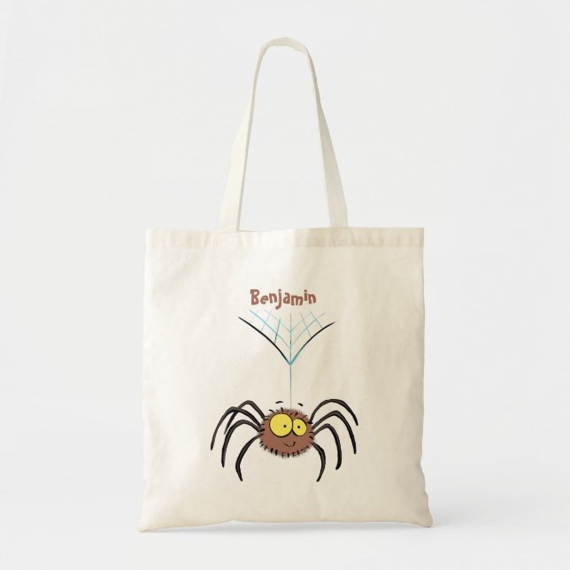 Funny cute fluffy spider cartoon tote bag (Front)