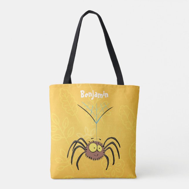 Funny cute fluffy spider cartoon tote bag (Back)