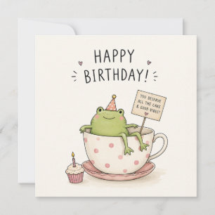 Funny Cute Frog Birthday Wishes Greeting Card