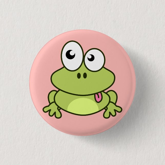 Funny cute frog cartoon 3 cm round badge (Front)