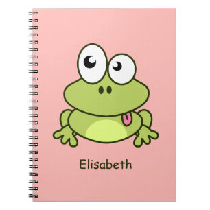 Funny cute frog cartoon kids spiral notebook