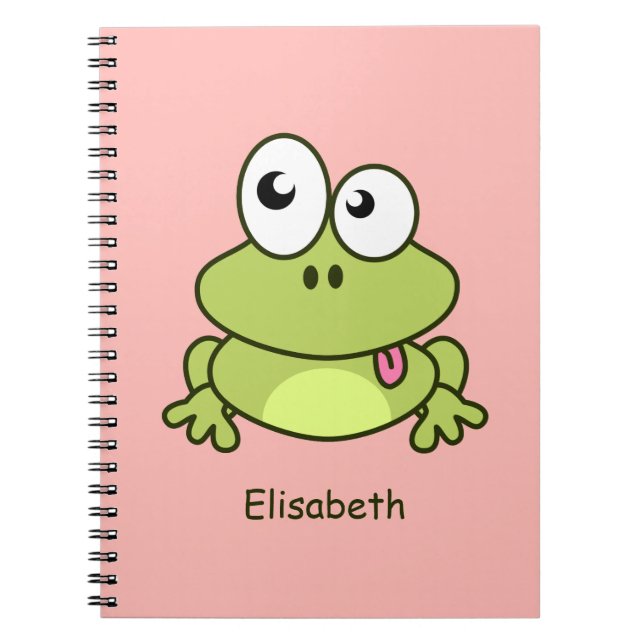 Funny cute frog cartoon kids spiral notebook (Front)
