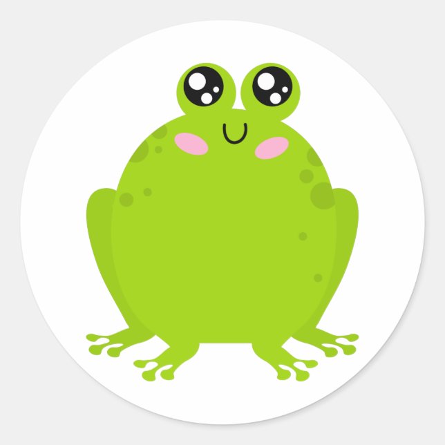 Funny Cute Frog Classic Round Sticker (Front)
