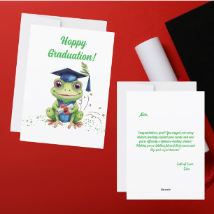 Funny Cute Frog Graduation Greeting Card