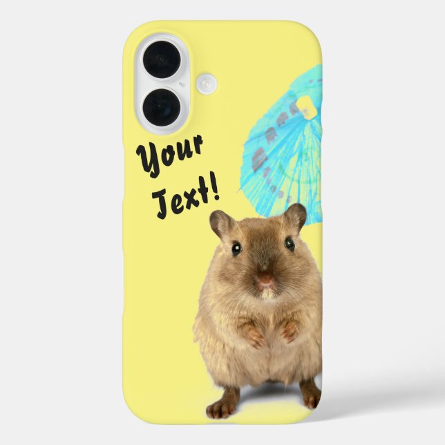 Funny Cute Gerbil Summer Holiday Yellow Case-Mate iPhone Case (Back)