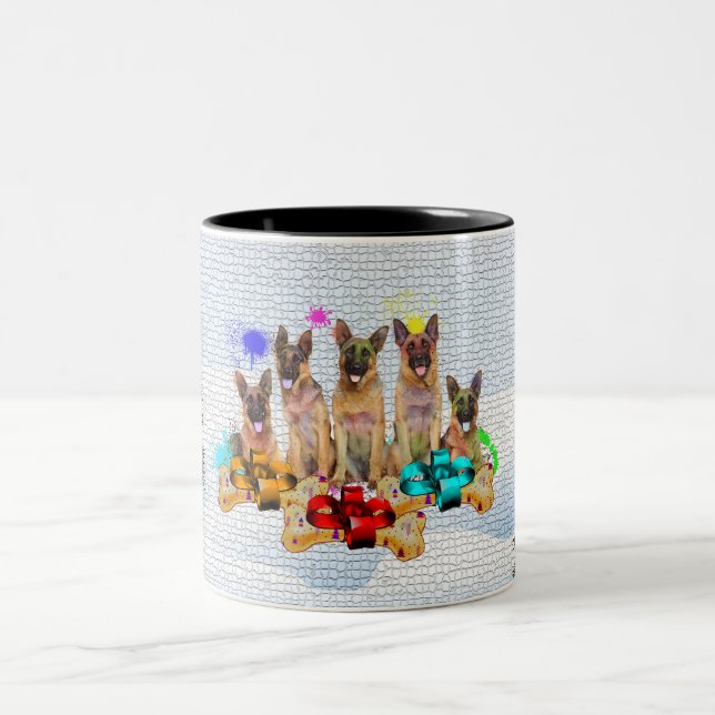 Funny, Cute German Shepherd Dog Yappy Christmas Two-Tone Coffee Mug (Center)