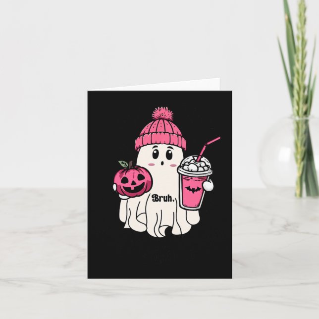 Funny Cute Ghost Bruh I Mean Boo Halloween  Card (Front)