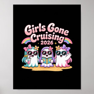 Funny Cute Ghost Girls Gone Cruising 2026 Vacation Poster