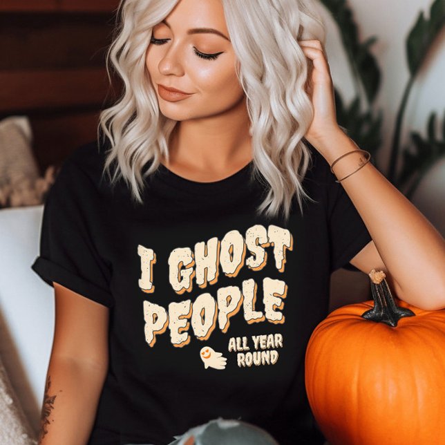 Funny Cute Ghost People Halloween Orange T-Shirt (Creator Uploaded)