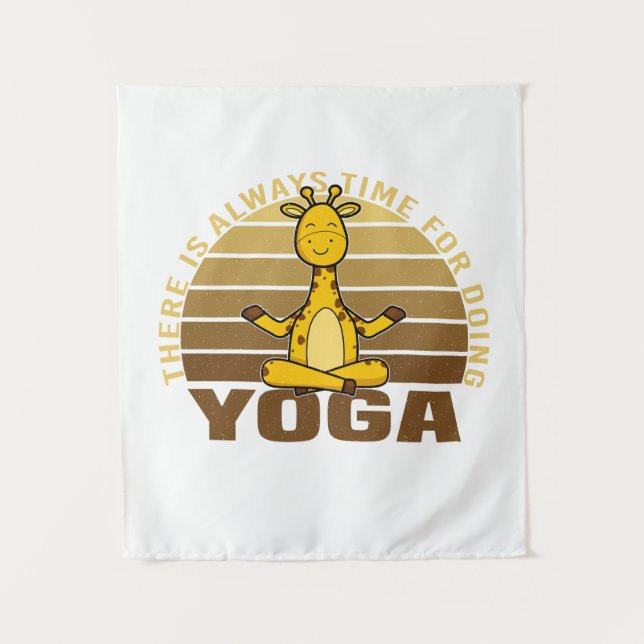 Funny cute giraffe doing yoga. funny yoga poses tapestry (Front)