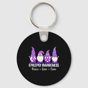 Funny cute Gnomes Peace hope love epilepsy Awarene Key Ring