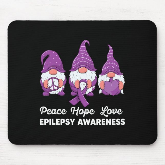 Funny Cute Gnomes Peace Hope Love Epilepsy Awarene Mouse Pad (Front)