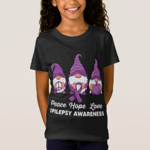 Funny cute Gnomes Peace hope love epilepsy Awarene T-Shirt
