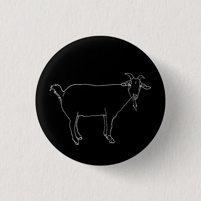 Funny Cute Goat Drawing Simple Quirky Animal Art 3 Cm Round Badge (Front)