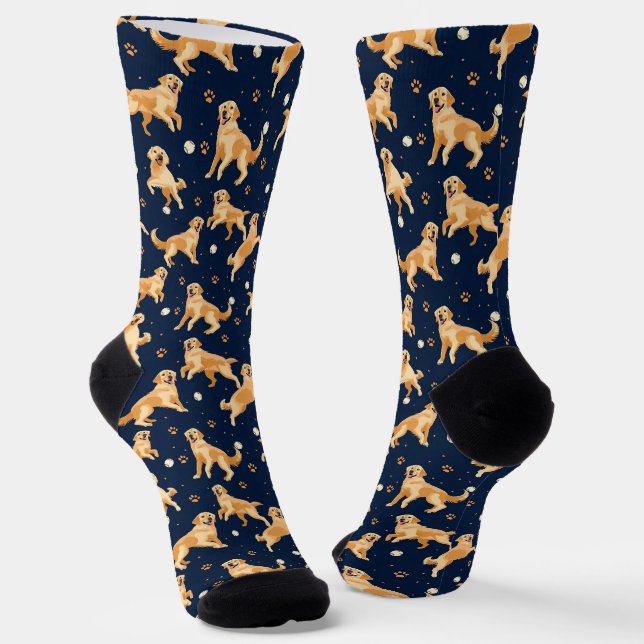 Funny Cute Golder Retriever Dog Socks (Angled)