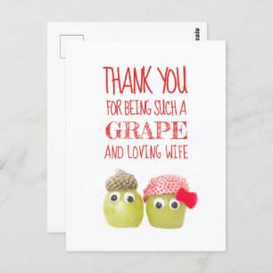 Funny cute grape wife Valentine's Day Postcard