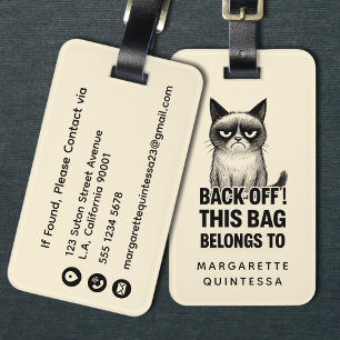 Funny Cute Grumpy Cat Bold Typography Humor Travel Luggage Tag