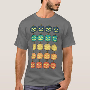 Funny Cute Halloween Jack O Lantern Pumpkin Faces T-Shirt