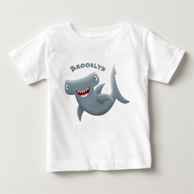 Funny cute Hammerhead shark cartoon  Baby T-Shirt (Front)