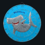 Funny cute Hammerhead shark cartoon Dartboard<br><div class="desc">This happy hungry hammerhead shark is on the hunt for his next snack. Drawn in fun cartoon illustration style.</div>