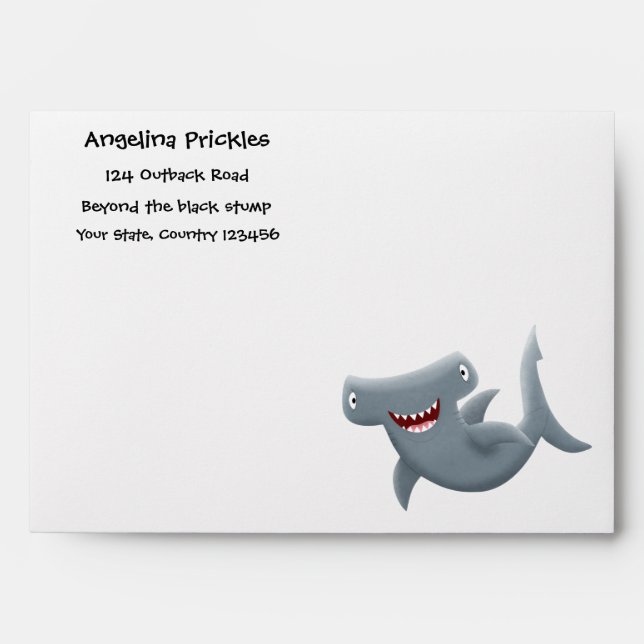 Funny cute Hammerhead shark cartoon Envelope (Front)