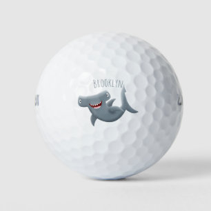 Funny cute Hammerhead shark cartoon Golf Balls