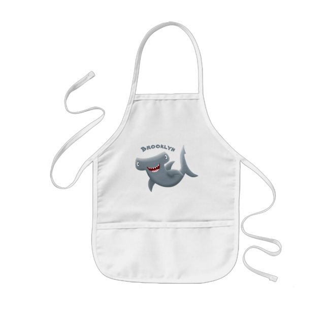 Funny cute Hammerhead shark cartoon  Kids Apron (Front)