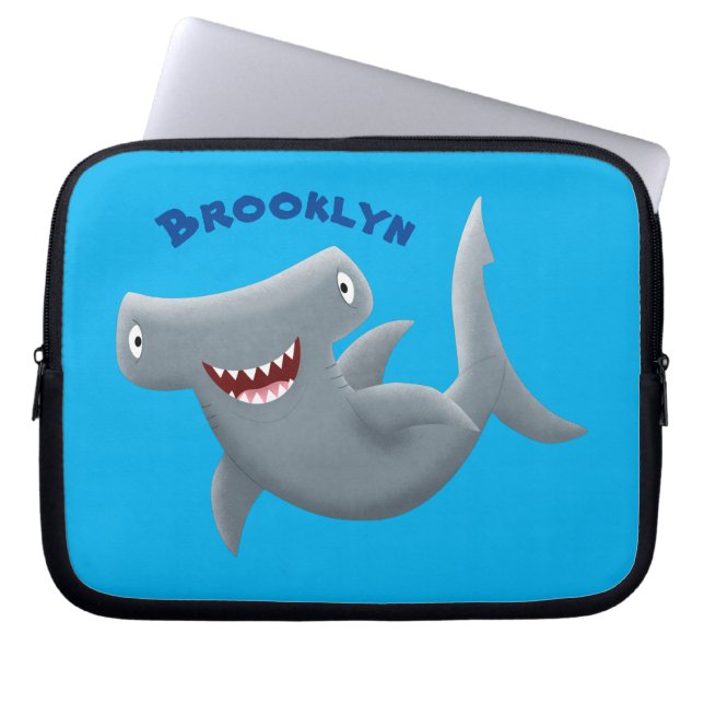 Funny cute Hammerhead shark cartoon  Laptop Sleeve (Front)