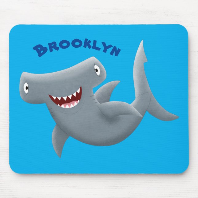 Funny cute Hammerhead shark cartoon Mouse Pad (Front)